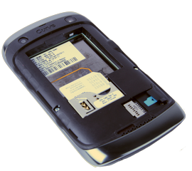 Insert the SIM card with the metal contacts facing down and then slide into the SIM tray.