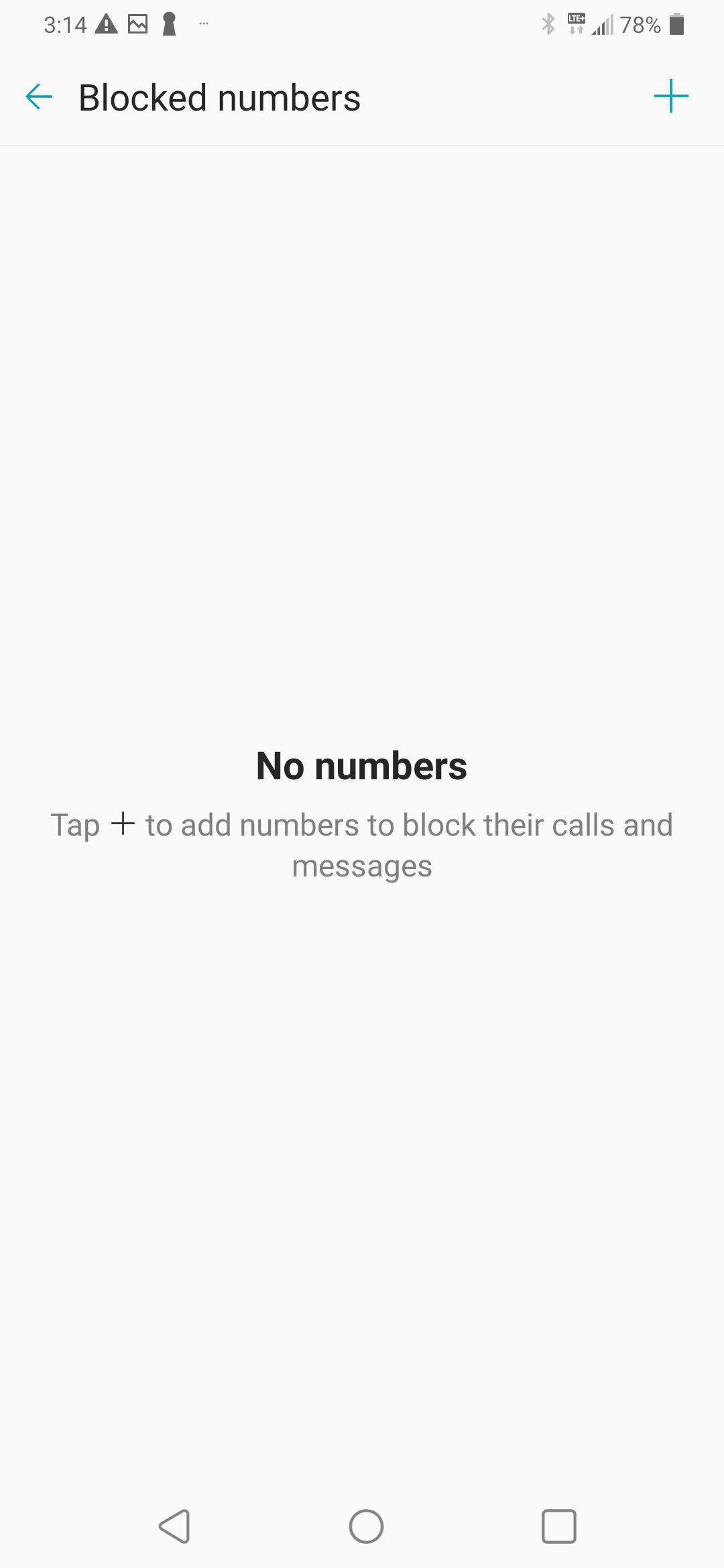To block a phone number: touch the + icon.