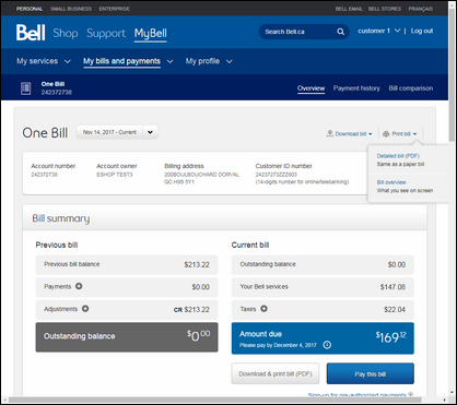Click Detailed bill (PDF) or Bill overview.