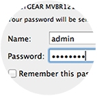 Enter the user name and password. The default user name is admin and the default password is password.