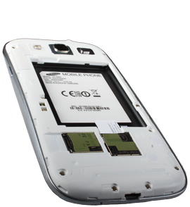 Insert the SIM card with the metal contacts facing down and then slide it into the SIM card slot.