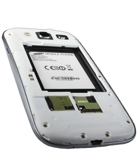 Insert the SIM card with the metal contacts facing down and then slide it into the SIM card slot.