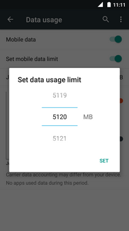 Scroll to the desired data usage limit.