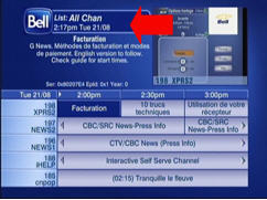 What are some of the channels available on Bell satellite TV?