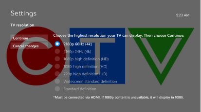 Select the desired resolution for your TV (we recommend 2160p 60Hz (4K)).
