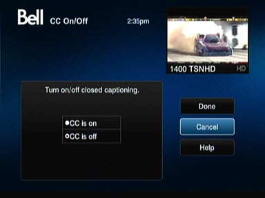 Turn closed captioning on or off during live and recorded programs