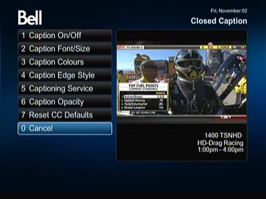 Turn closed captioning on or off during live and recorded programs