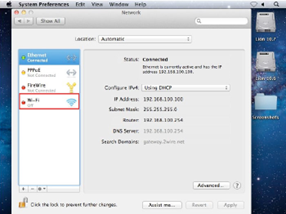 Example of icon showing connection