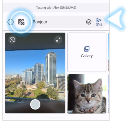 Send and camera icons