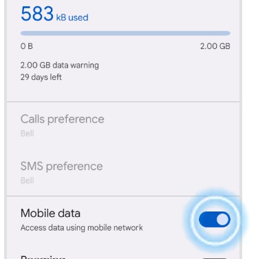 Mobile data slider