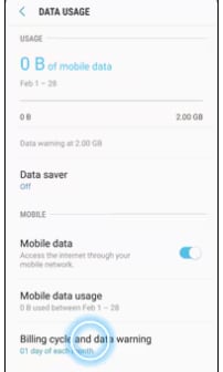Billing cycle and data warning