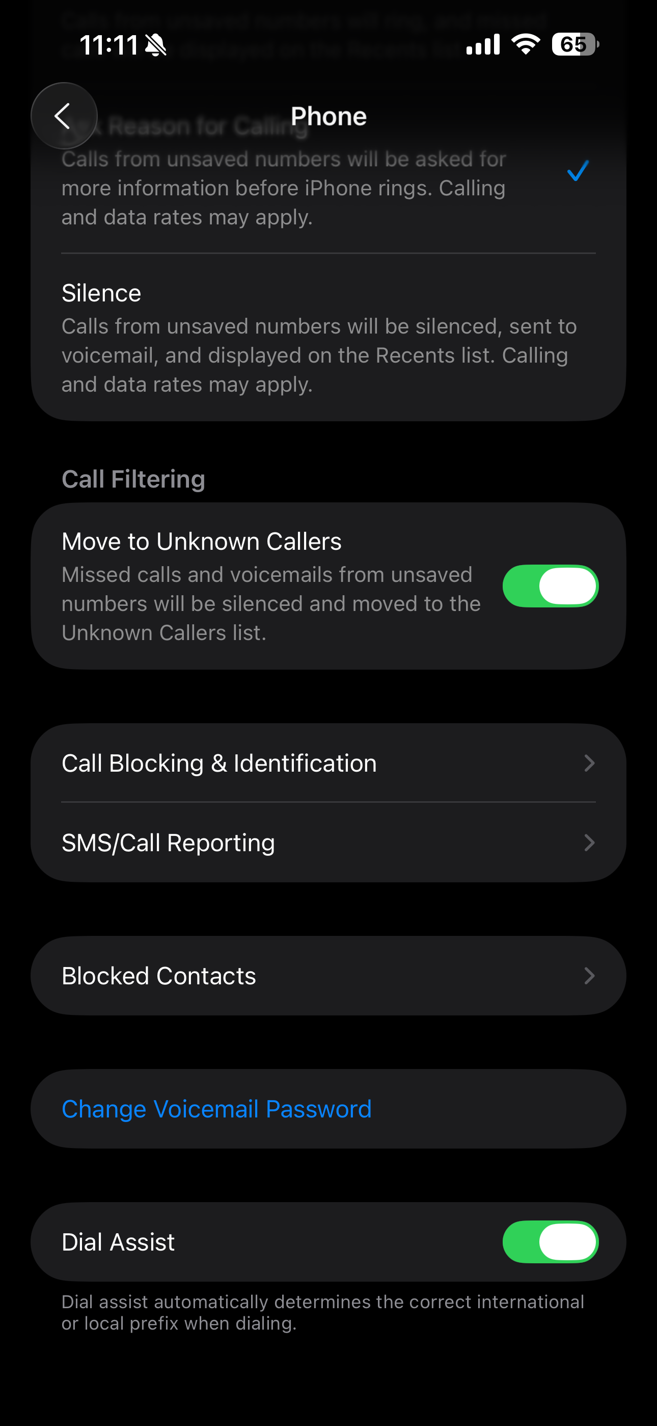 Touch Blocked Contacts.