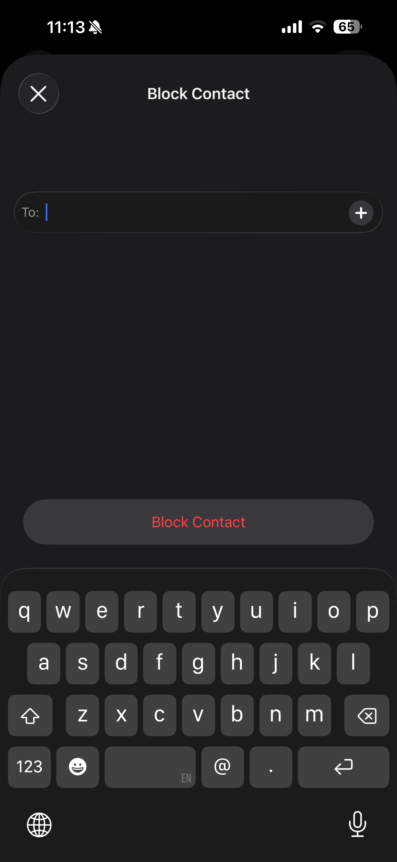 Type the name of the desired contact and touch Blocked Contact.