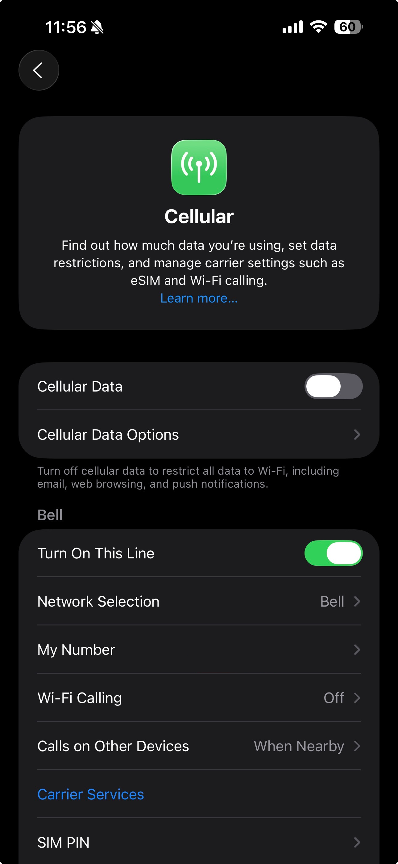 Data services are now off.