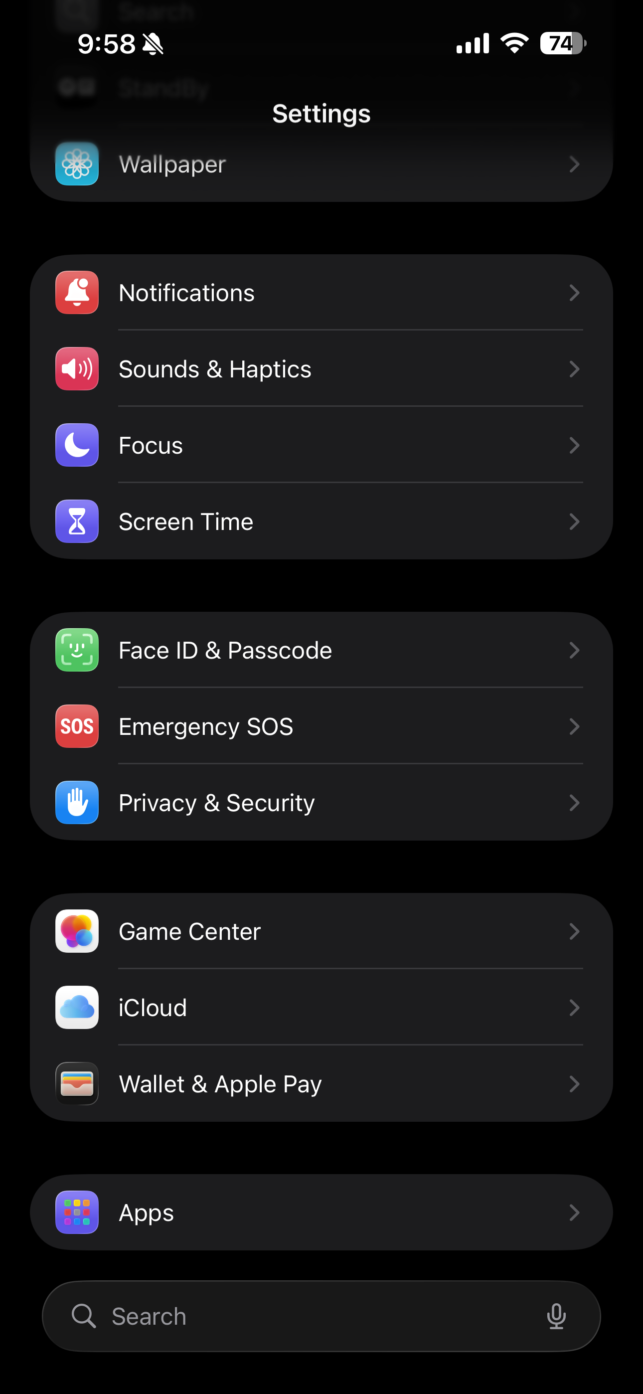 Scroll to and touch Apps.