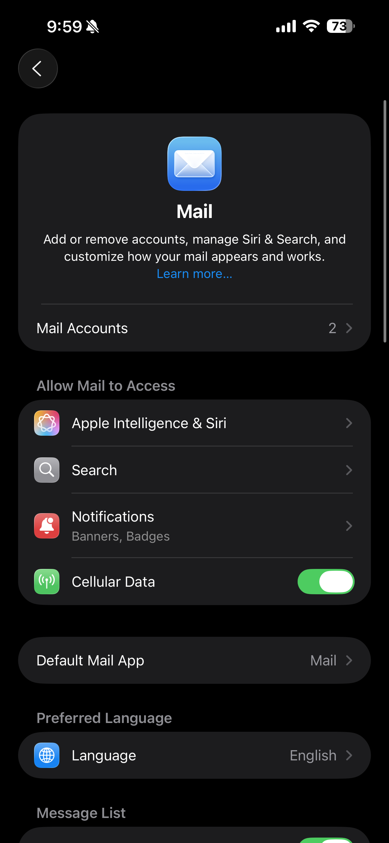 Touch Mail Accounts.