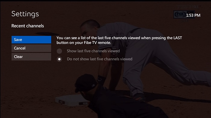 Example of saving settings for the Recent Panel Feature