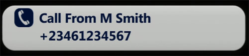 Example of an international number with a plus symbol displaying on call display