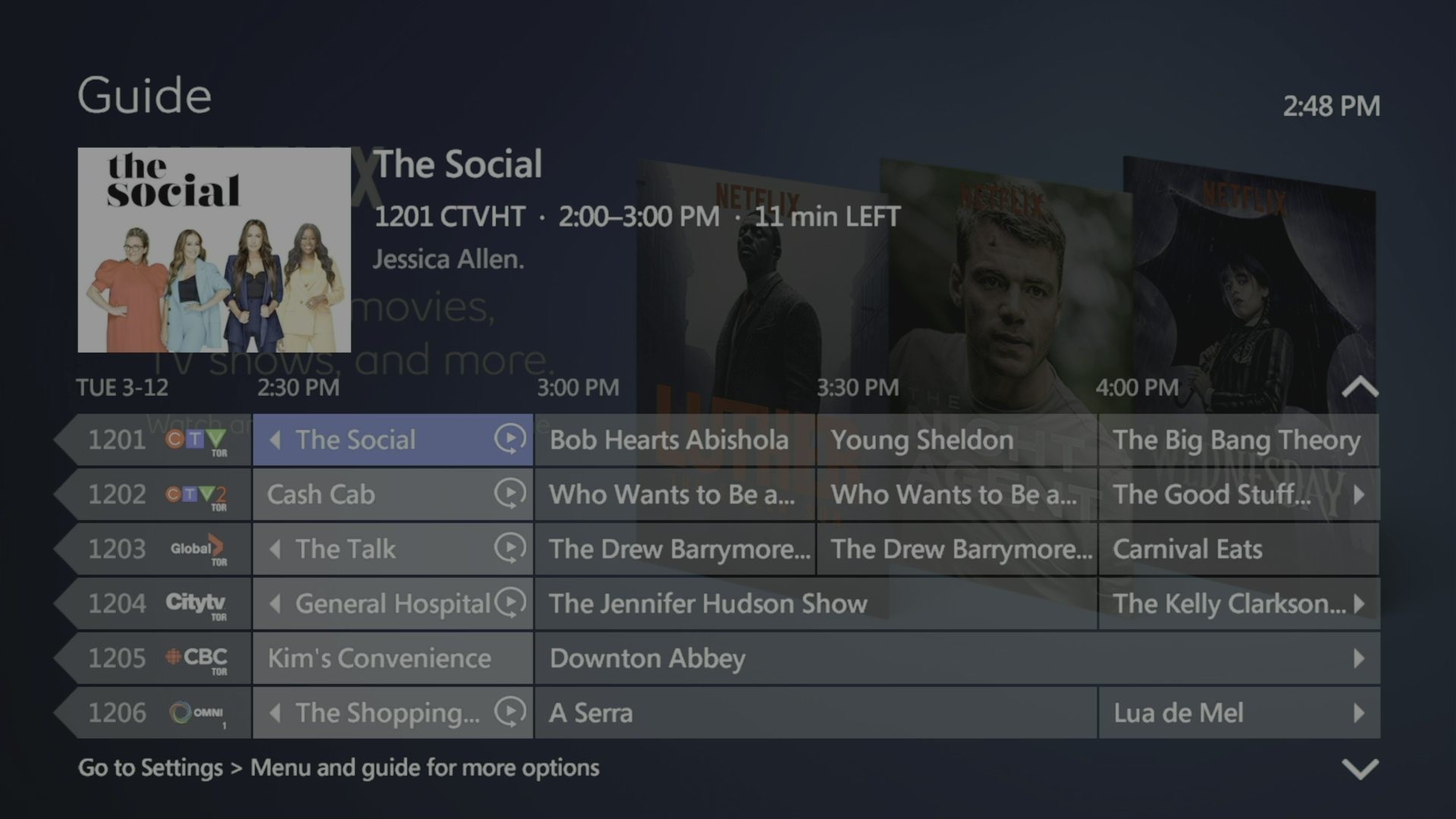 Select this option if your Fibe TV guide only displays your channels with no side menu