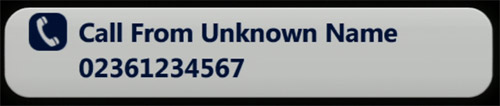 Example of an international number 11 digits displaying on call display