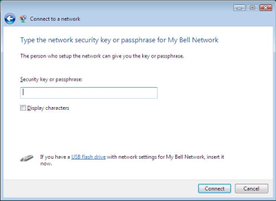For the security key or passphrase, enter the password for the wireless network.