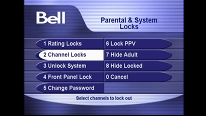 If you wish, you can also set locks by selecting Channel Locks.