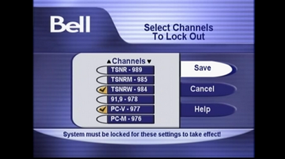 Select the channels that you want to block and select Save.