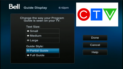 Select Partial Guide to display the program guide with a small video of the channel currently being watched in the upper right hand corner.