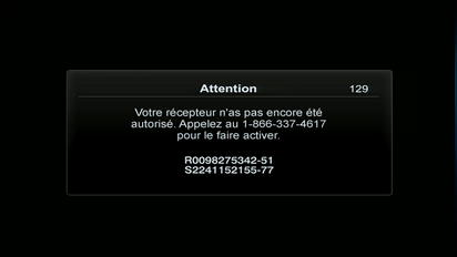 Si le message Attention 129 s