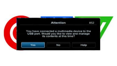 Wait for the message 852 to appear on the screen and then select Yes to manage the content.