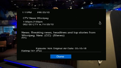 To confirm that closed captioning is now working, press info on your remote. (CC) should be displayed at the end of the program description.