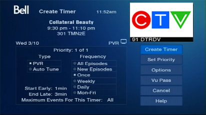 If the program starts at a later time, the Create timer menu will be displayed.