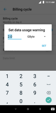 Enter the desired data usage warning.