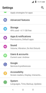 Scroll to and touch Users & accounts.