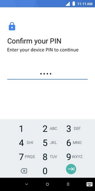 If youʼre prompted for screen lock credentials, enter your PIN/password/pattern and touch the Next icon.