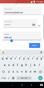 Enter imap.bell.net as the IMAP server.