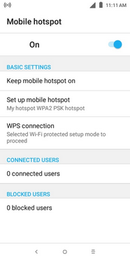 The portable Wi-Fi hotspot is now active. Other devices can connect to it using your network name (step 7) and password (step 9).