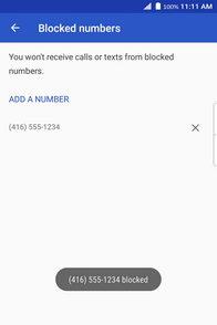 The phone number has been blocked.