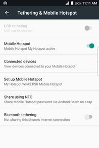 The hotspot is now active. Other devices can connect to it using your network name (step 7) and password (step 9).