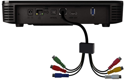 Connect the audio/video adapter to the audio/video port on your 4K Whole Home PVR.