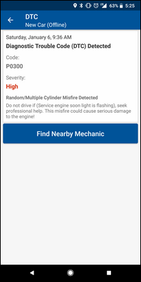 To see a list of nearby mechanics, touch Find Nearby Mechanic.