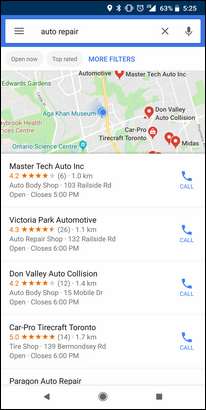 Nearby mechanics will appear on the map and the list below.