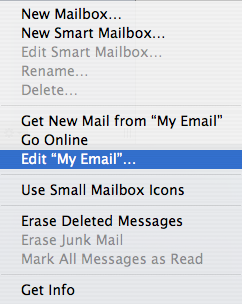 Click Edit "My Email"…(If you used a different account description, it will appear in place of "My Email".)