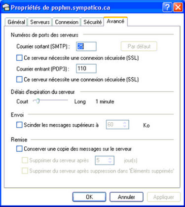 Sous Courriel sortant (SMTP), choisissez Ce serveur nécessite une connexion sécurisée (SSL).