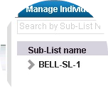 Click the arrow next to the sub-list name to view the contacts within that sub-list.