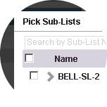 Select the check boxes next to the chosen sub-lists.