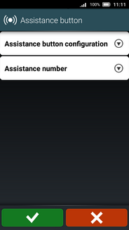 Scroll to and touch Assistance button configuration.
