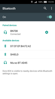The Bluetooth headset is now paired and connected.