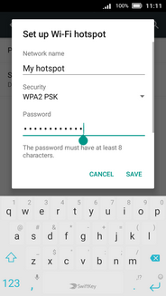 Delete the existing text and enter a password for your hotspot.
