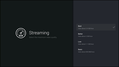 Select the desired streaming quality.